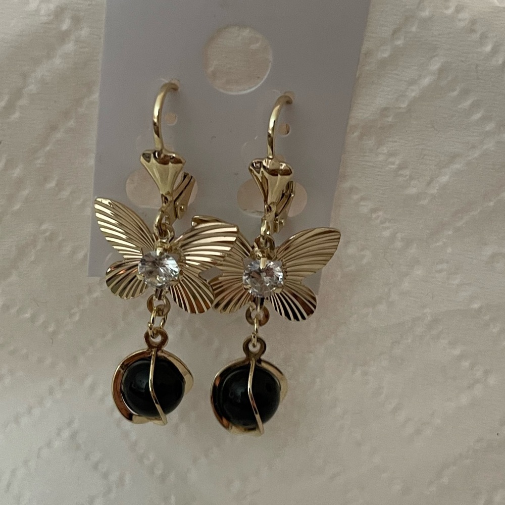 Gold plated butterfly earrings